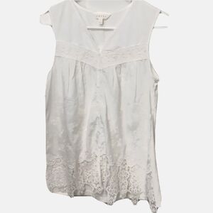Adiva White Crocheted Lace Pattern Hem Top